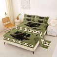 thumbnail image 2 of jejeloiu Lodge Wildlife Bed Sheets,Rustic Print Full Size Sheets For Boys,Green Cream,4pcs,1 Flat Sheet, 1 Fitted Sheet and 2 Pillowcases, 2 of 6