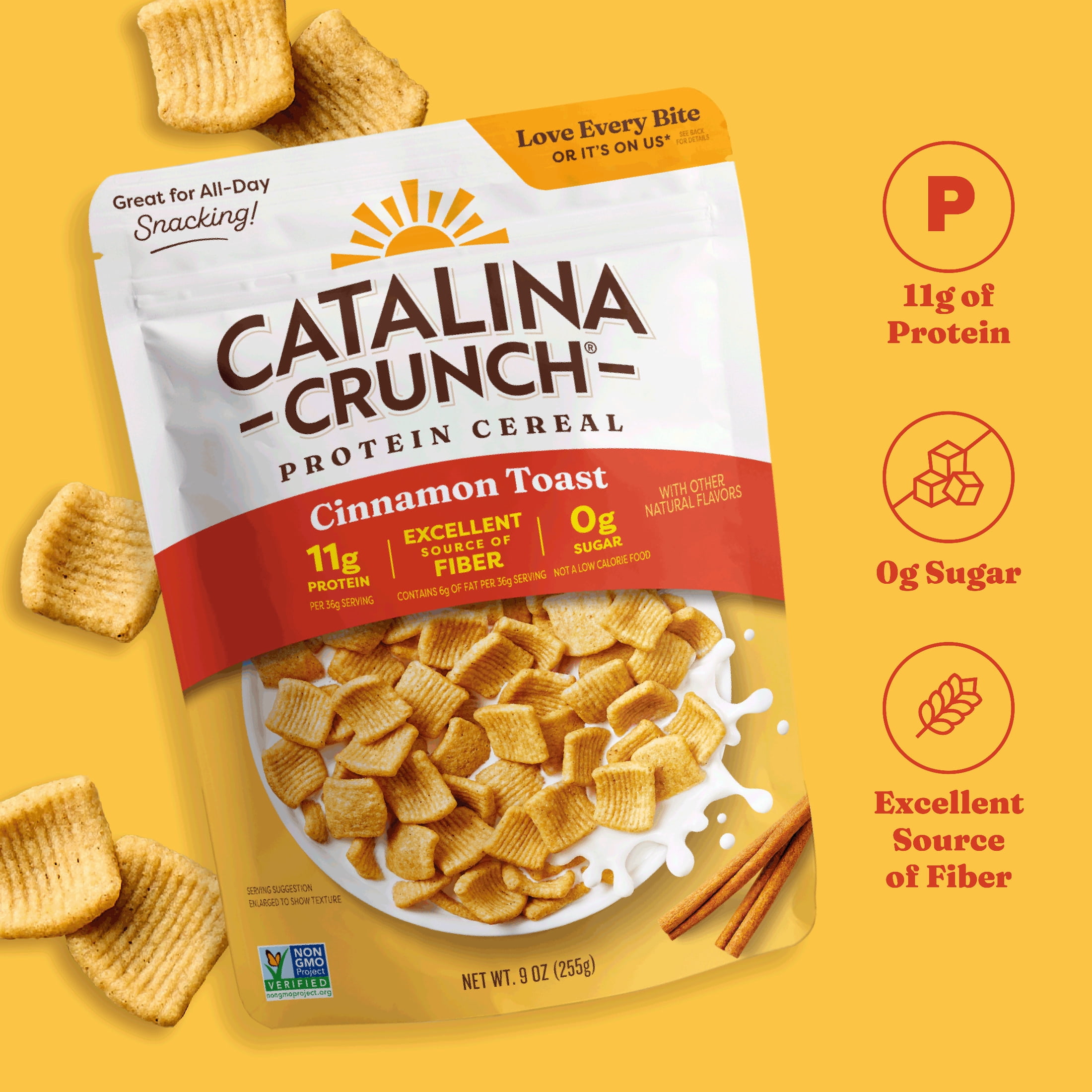 (4 pack) Catalina Crunch Protein Cereal, Cinnamon Toast 9 oz