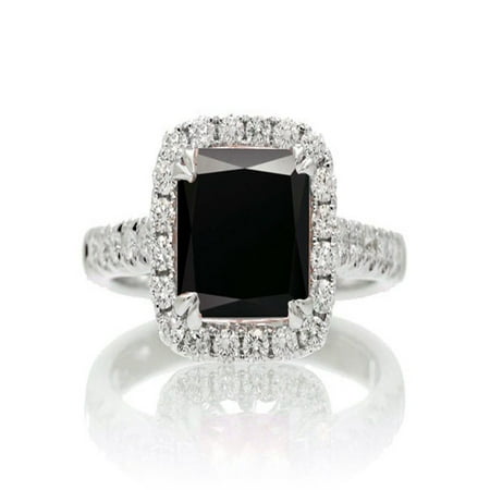 1 5 Carat Cushion Cut Black Diamond Halo Engagement Ring For