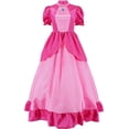 thumbnail image 5 of 6-Piece Galaxy Princess Cosplay Costume Set for Women, Satin Cosplay Party Gown with Crown, Star Wand & Accessories, Complete Halloween Dress-Up Outfit (Pink), 5 of 8