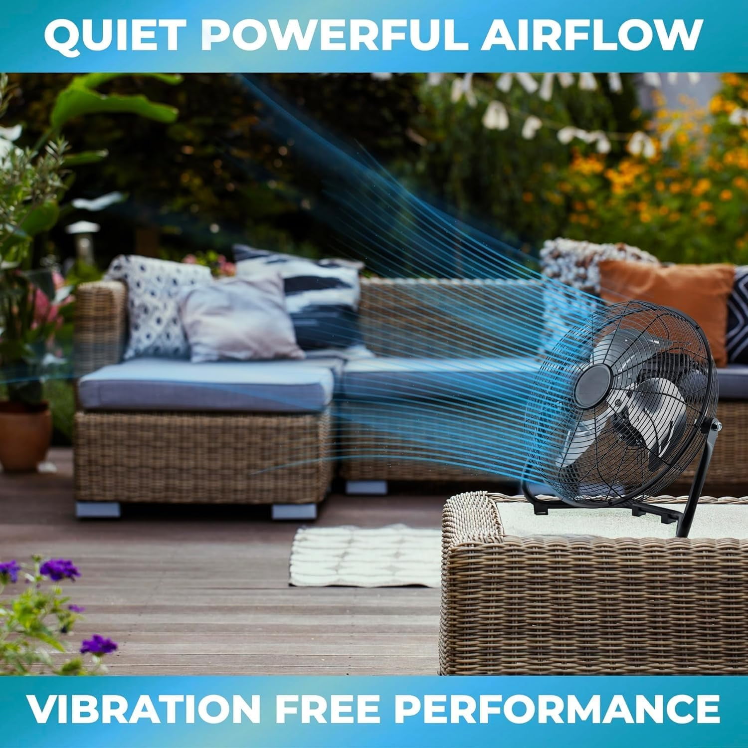 EZ-Chill 12" 3-Speed Cradle Fan with 180 Degree Adjustable Tilt 3 Speed, All-Metal, Carry Handle, Rubber Feet, Black