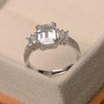 thumbnail image 3 of HeartsAndYou 2.2ct Emerald Cut Moissanite Engagement Ring for Women Five Stone 18k White Gold over Silver, 3 of 8