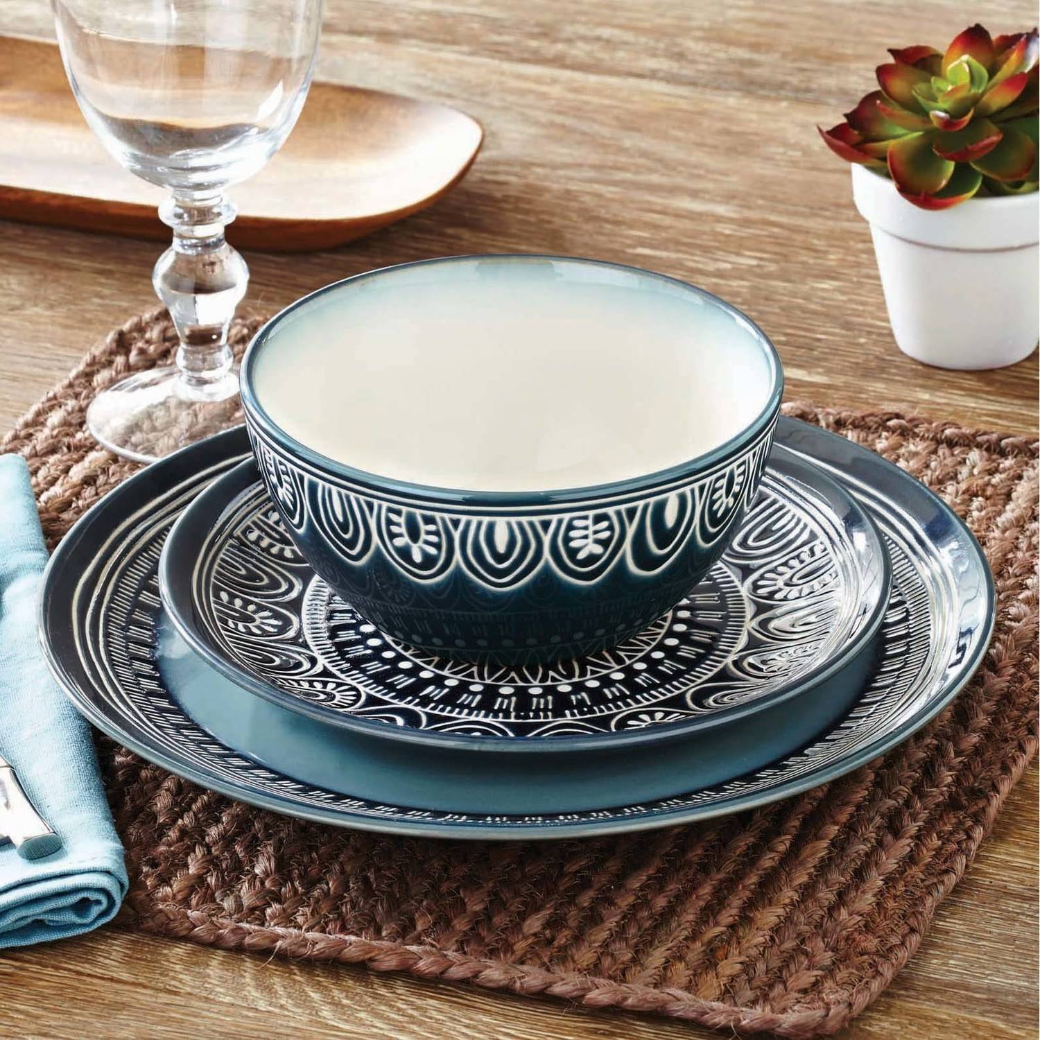 Teal Medallion 12 Piece Dinnerware Set Makes A Simple Meal More Exotic