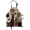 thumbnail image 1 of Brown Apron Coffee Themed Collage Close Up Mugs Beans on Wooden Table Aromatic Roasted Espresso Drink, Unisex Kitchen Bib Apron with Adjustable Neck for Cooking Baking Gardening, Brown, by Ambesonne, 1 of 3