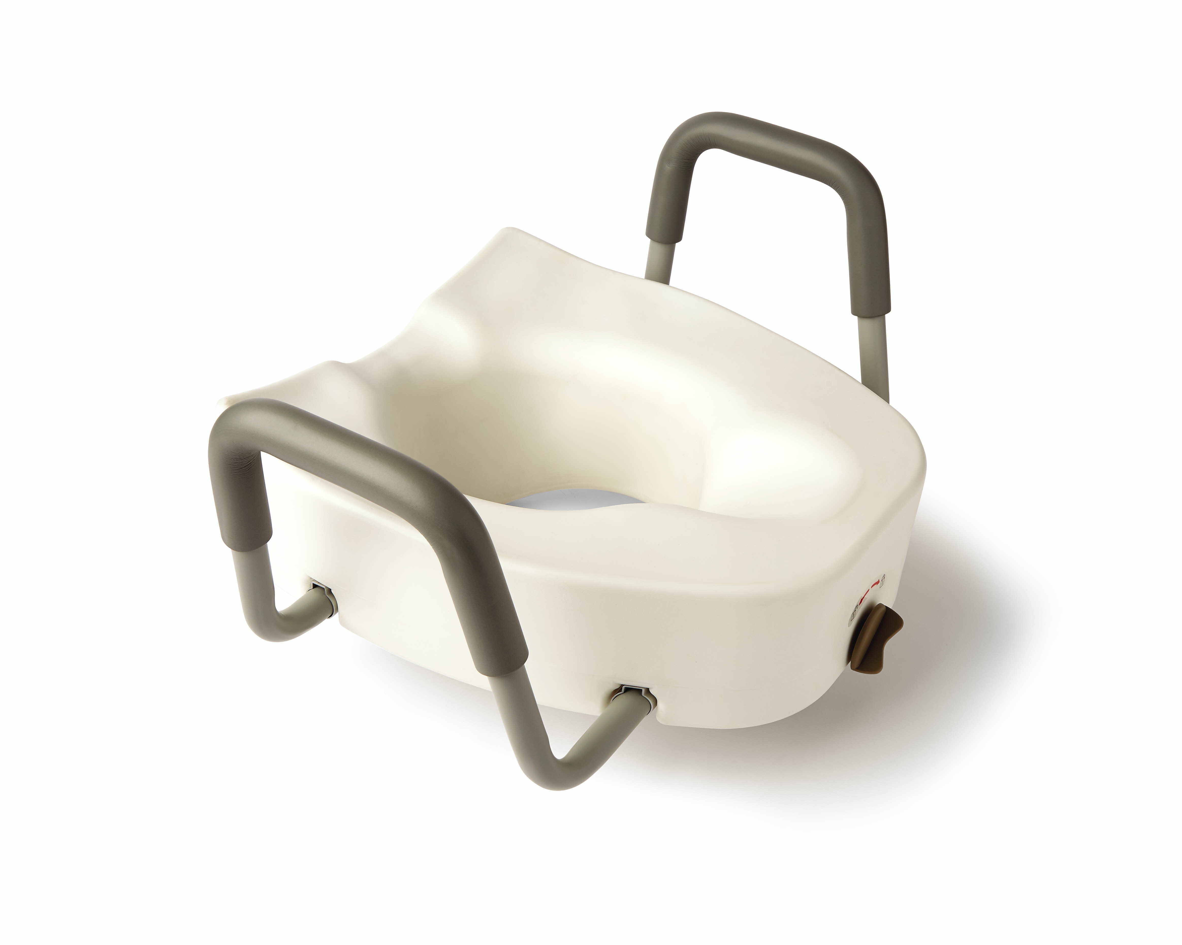 Medline Elongated Locking Raised Toilet Seat, Detachable Padded Armrests, 350lb Weight Capacity