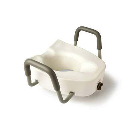Medline Elongated Locking Raised Toilet Seat Detachable Padded Armrests 350lb Weight Capacity