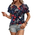 thumbnail image 4 of Paiyanr Women Tunic Tops Casual V-Neck Short Sleeve Shirts Floral Blouses Loose Summer Tops, 4 of 7