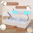 thumbnail image 6 of Full Size Daybed with Hydraulic Storage&Charging Station, Lift Up Corner Bed Frame with LED Lights&Bookcase Headboard, Full Metal Platform Storage Bed for Bedroom, White, 6 of 10