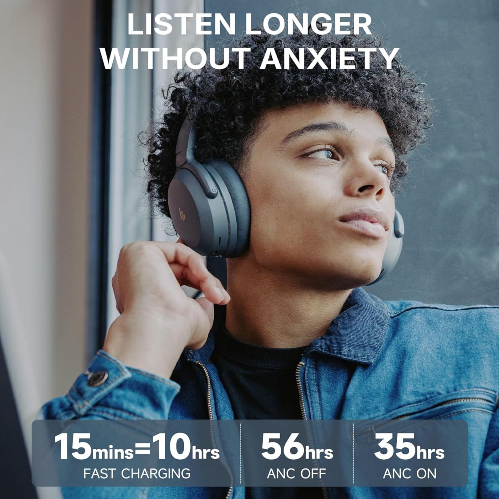 Edifier WH700NB Pro Wireless Over-Ear Headphones with Active Noise Cancellation, Hi-Res Audio, Bluetooth V5.4, Multi-Point Connection, Al Clear Calls, Fast Charging, Foldable - Black