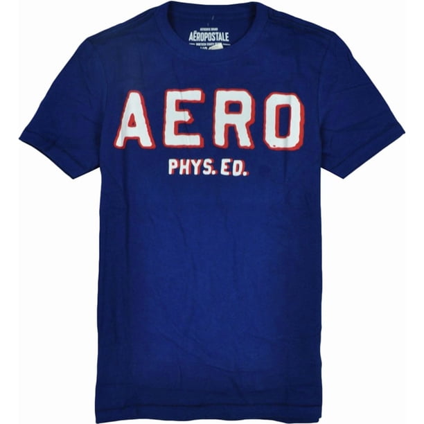 Aeropostale Hombres Aero Phys. Camiseta gráfica Ed, azul, grande