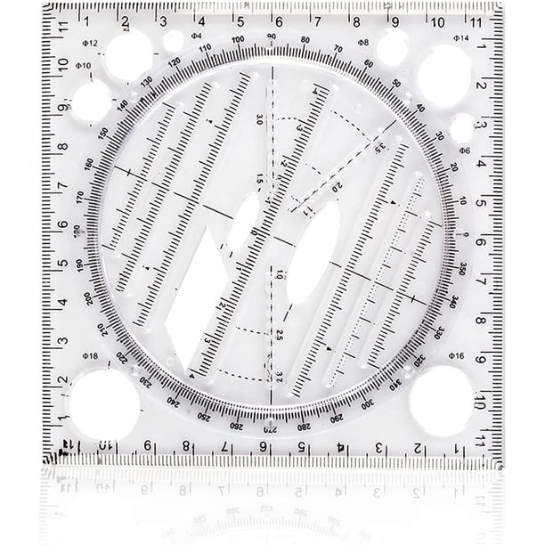 Regla Regla de dibujo especial para papelería Dibujo multipropósito Línea paralela plana redonda Regla de plástico transparente Reglas de oficina 12 cm / 4.72 pulgadas esquí esquí Gafas de esquí
