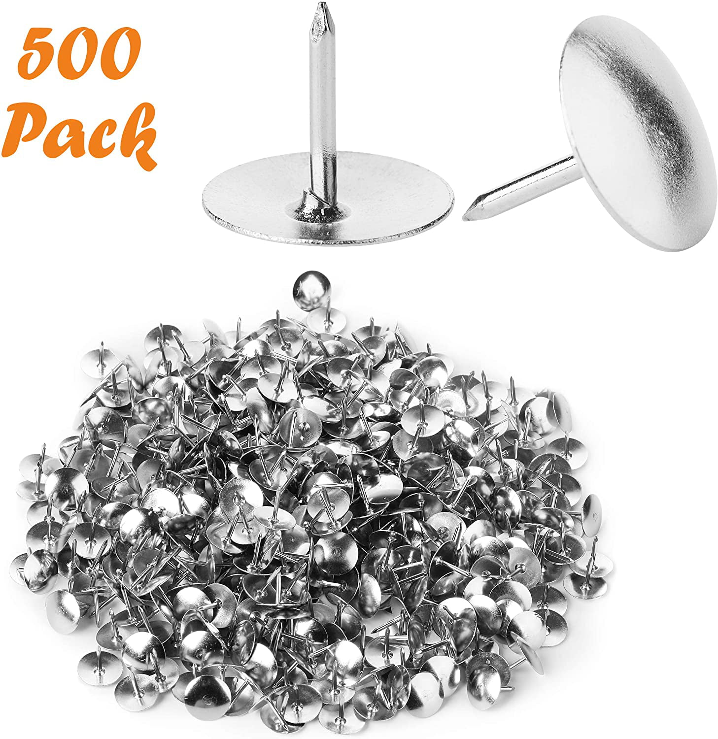 Tack & Pushpins Metallic 3/8 inch Flat Head for Cork Bulletin Board (200/Pack)1-PackNickel-plated (Silver) - 1-Pack - G8 Central