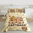 thumbnail image 2 of Homewish Cute Capynara Kapibara Bedding Comforter Set,Geometric Striped Line Twin Comforter Sets,Brown Beige Bedding Set For Kids,Super Cozy Room Decor Reversible,2-Piece, 2 of 8