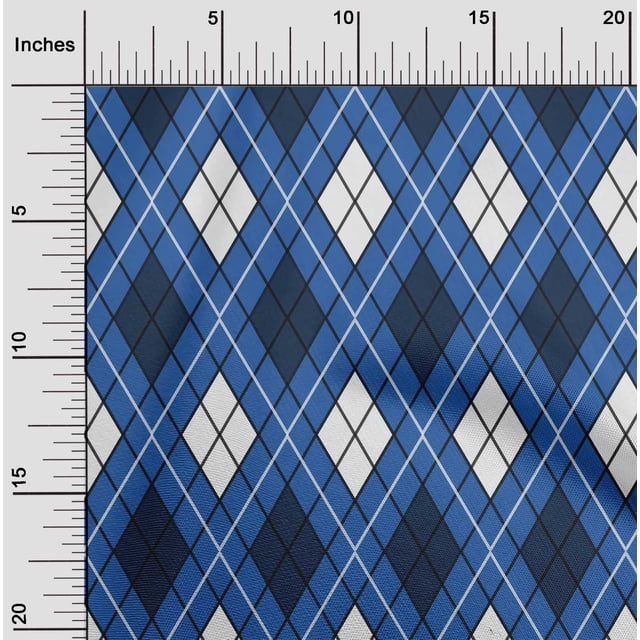 oneOone Polyester Lycra Blue Fabric Argyle Check Sewing Craft Projects Fabric Prints By Yard 56 Inches Wide