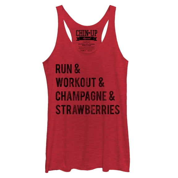 Women's CHIN UP Champagne and Strawberries Racerback Tank Top Red Heather X Large