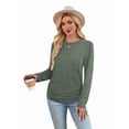 thumbnail image 2 of Ronuti Womens Sweaters Long Sleeve Shirts Fall Fashion 2026 Trendy Tops Ruched Outfits Winter Clothing Green Shirts, 2 of 8