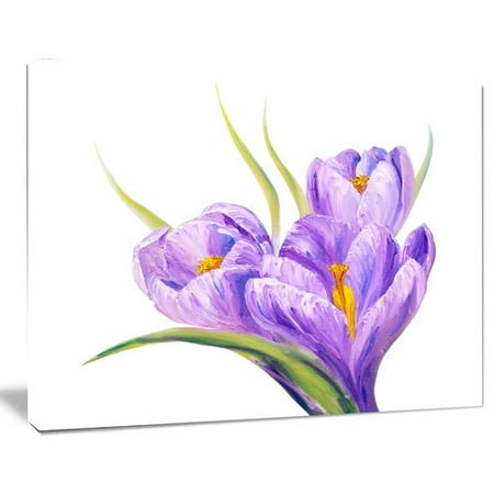 - Design Art Crocuses Background Floral Painting Print on Wrapped Canvas