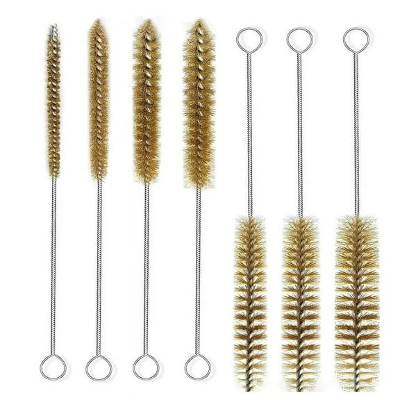 7Pcs Brass Wire Tube Brushes Bottle Brush Set,Wire Brushes for Cleaning,Wire Pipe Cleaner Bore Brush Cleaning