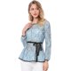 thumbnail image 1 of Blusas Tops Peplum De Encaje Semitransparente De ManLarCon CintuAnudaPaMujer Azul L, 1 of 6