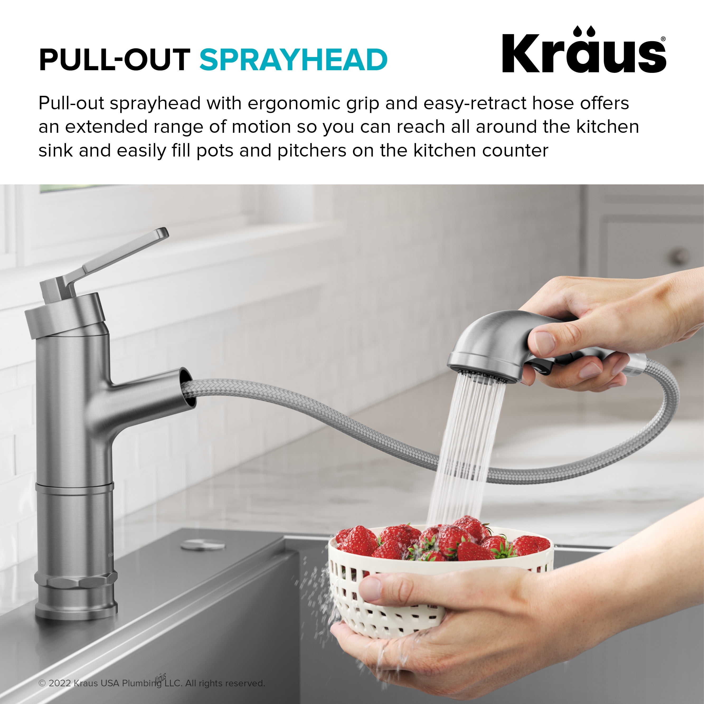 KRAUS Allyn Pull-Out Single Handle Kitchen Faucet in Chrome
