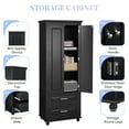 thumbnail image 3 of EUROCO 62.5" H Bathroom Storage Cabinet,Modern Floor Cabinet with Adjustable Shelf,Small Pantry with 2 Doors & Drawers,Storage Cabinet for Bathroom,Living Room,Office,Black, 3 of 7