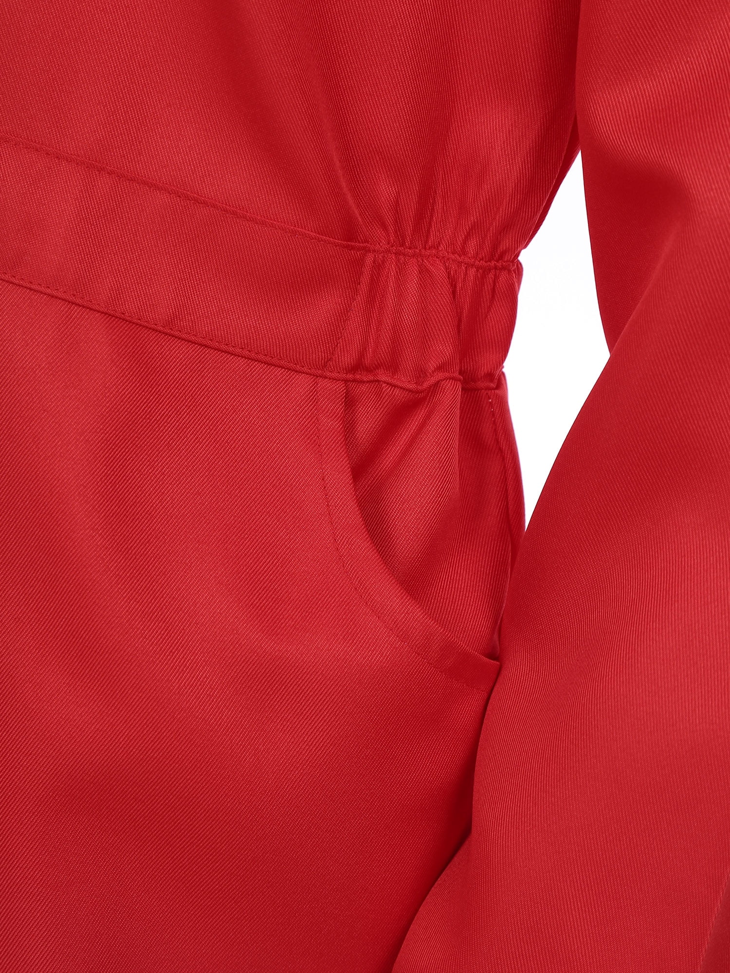 Haitryli Men's Work Coveralls Workwear Lightweight Long Sleeve Button-up Loose Fit One Piece Jumpsuit Red 3XL