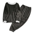 thumbnail image 2 of Naittoop Fleece Pajamas Womens Petite Casual Loose Comfy Thermal Plush Fuzzy Long Sleeve Sleepwear Winter 2 Piece Lounge Sets, 2 of 5