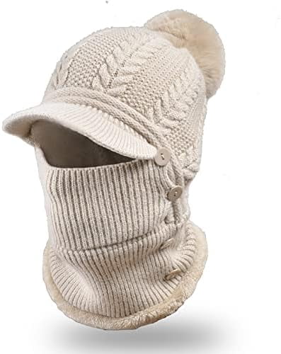 Zhengup Women Winter One Piece Beanie Hat Slouchy Fleece Balaclavas Face Mask Neck Scarf Set Earmuff Ski Snow Knit Hats