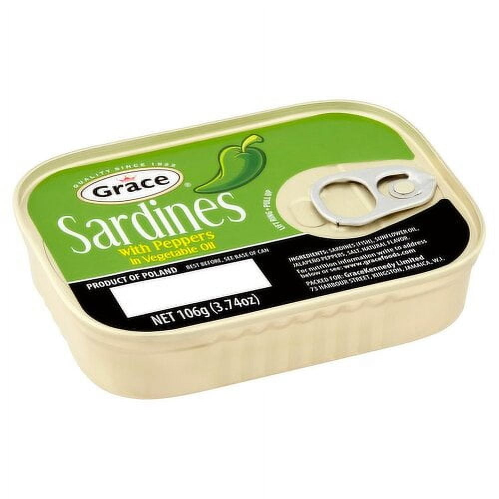 (Pack of 50) Grace Caribbean Sardines with Peppers in Vegetable Oil 3.74 oz