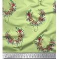 thumbnail image 1 of Soimoi Beige Poly Georgette Fabric Antler & Half Wreath Floral Print Fabric by the Yard 42 Inch Wide, 1 of 3