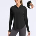 thumbnail image 2 of yoeyez Maillot Dermoprotecteur pour Femmes Upf 50+ Protection Uv Manches Longues Chandails d'Entraînement contre le Soleil Coupe Sèche Randonnée Chandail de Bain Hauts d'Entraînement avec Poches Noir,P, 2 of 7