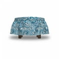 thumbnail image 4 of Nautical Ottoman Cover, Abstract Sea Waves, 2 Piece Slipcover Set with Ruffle Skirt for Square Round Cube Footstool Decorative Home Accent, Standard Size, Blue Baby Blue and White, by Ambesonne, 4 of 5