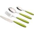 thumbnail image 2 of Cutlery Set of 16, Stainless Steel with Color Handles - 4 Forks, 4 Dinner Knives, 4 Dinner Spoons, 4 Teaspoons - EX07 (Green x 16), 2 of 5