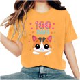thumbnail image 1 of Camisetas de Cuello de Tripulación de Manga Corta para Mujeres Carta Impresa Camiseta 95% Poliéster 5% Spandex, Manga Corta Cuello Redondo Top Casual para Diario, 1 of 5
