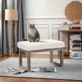 thumbnail image 2 of Homestripe 27 inch Wide Rectangle Ottoman Bench White Footstool, Velvet Look for Living Room, Bedroom, Contemporary Modern, White, 2 of 9