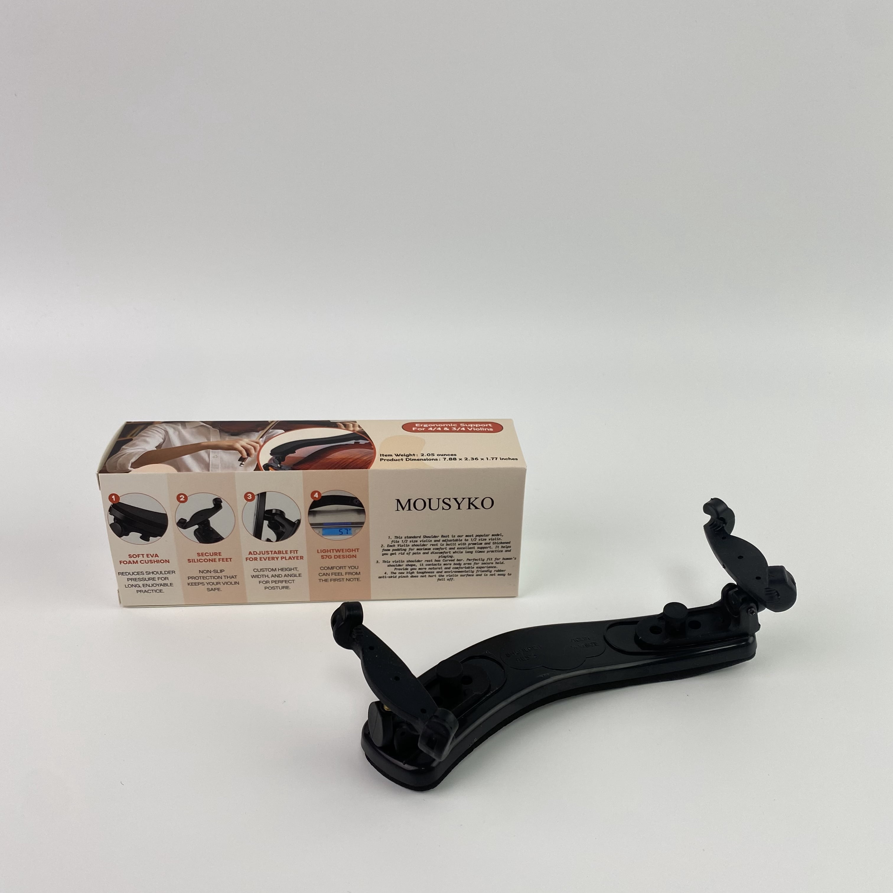 MOUSYKO Shoulder rests for violins,Violin Shoulder Rest for 1/2-1/4 Size, Collapsible and Height Adjustable Feet, Violin Universal Type Violin Parts Soft Easy to use
