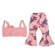 thumbnail image 2 of Conjunto de ropa para niñas Trajes de verano para niños Conjunto de pantalones acampanados y top de manga corta para niñas Rosa 100 cm / 39,4 pulgadas, 2 of 14