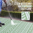 thumbnail image 2 of Smiry Outdoor Rugs 5x8, Waterproof Plastic Straw Geometric Indoor Outdoor Mat for Patio, RV Camping, Deck,Porch, White and Green, 2 of 8