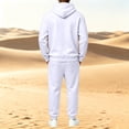 thumbnail image 5 of Hearthz Men's Sweatshirt Suit 2 Piece Outfit Oversized Pullover Hooded Sweatshirt & Wide Leg Sweatpants Fall Winter Athletic Sweatsuits for Men 2 Piece White L, 5 of 7