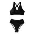 thumbnail image 3 of MSJUHEG High Waisted Swimsuits for Women,2 Piece Bikini Sets,Tie Bikini Sets for Women,Strapless Swimsuits for Women,Summer Swimsuit,Womens Bikini,Sporty Bikini Sets for Women Black L, 3 of 8