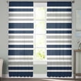 thumbnail image 2 of Navy Blue Grey Striped Sheer Curtains 72 Inches Long 2 Panels Set, Window Sheer Curtains for Living Room/Bedroom, Gradient Horizontal Lines Light Filtering Rod Pocket Curtain 52'' x 72'' x 2, 2 of 7