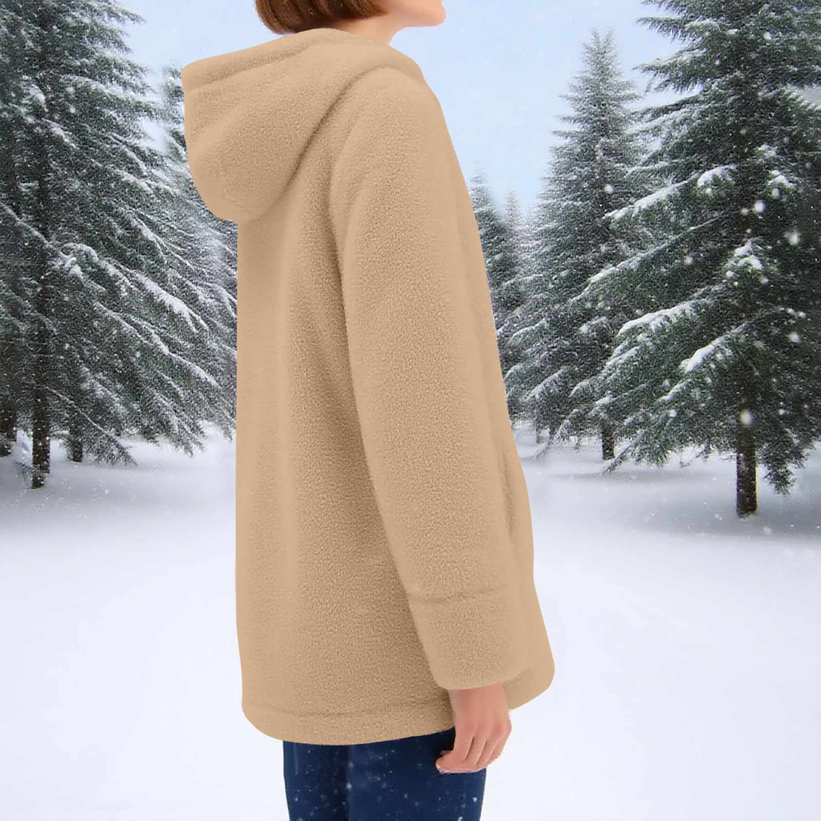 Cilsoka Womens Fleece Jacket Zip Up Sherpa Coats 2025 Oversized Long Sherpa Hoodie Fuzzy Jackets Warm Teddy Coat Winter Hooded Jackets with Pockets