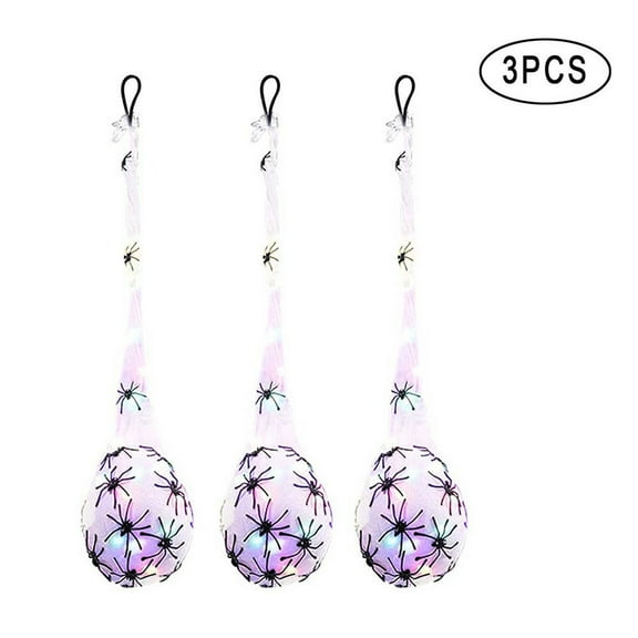 SDJMa 3pcs Halloween Hanging Decorations Spider Egg Sacs, 39 Inch Spider Egg Decoration with Led Lights, Halloween Props for Yard Lawn Tree Halloween Party Decorations Indoor Outdoor