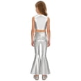 thumbnail image 2 of SiiRoh Girls Shiny Sequins Metallic 70s Disco Hippie Clothes Set Fringed Tank Top Split Flares Pants Latin Dance Outfit Silver 10, 2 of 7