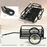 Aosom Bike Cargo Trailer for Hefty Loads, Foldable Compact Storage, Heavy-Duty, Bike Wagon Bike Trailer Bicycle Cargo Trailer Bike Attachment, Black