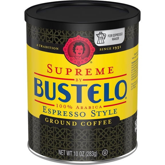 Supreme by Bustelo Espresso Style Ground Coffee, Medium Dark Roast, 10-Oz. Canister