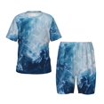 thumbnail image 1 of Fotbe Abstract Ocean Waves Pijama Estampada de 2 Piezas para Niños – Ropa de Dormir de Manga Corta Cómoda para Niños y Niñas, Camiseta y Shorts de Algodón-3X-Large, 1 of 6