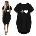 thumbnail image 7 of WQJNWEQ Summer Dresses on Fashion Women Loose Love Print O-Neck Pockets Casual Short Sleeves Robe, 7 of 7