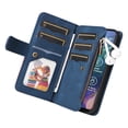 thumbnail image 4 of Multifunctional Case for Motorola Moto G10,[RFID Blocking] 9 Credit Cards Holder with Wrist Strap, Premium PU Leather Zipper Wallet Purse Magnetic Flip Phone Cover for Motorola Moto G10, Blue, 4 of 12