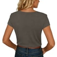 thumbnail image 5 of Rutainlusire Womens Casual Notch V-Neck Button Tops Ladies Breathable Relaxed Fit Plain Color Summer Short Sleeve Tops, 5 of 6